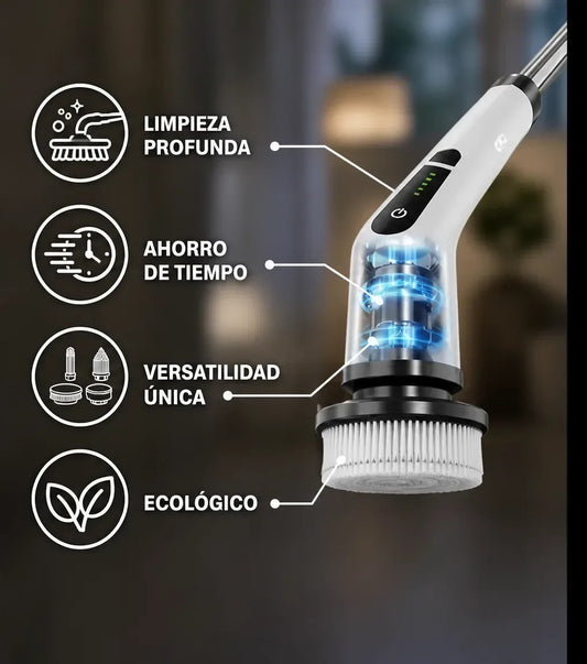 Cepillo Eléctrico Recargable Multiuso con Mango Extensible